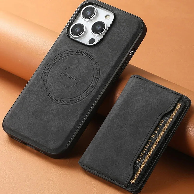 2-in-1 PU Leather Wallet Case | Magnetic Card Holder for iPhone 17