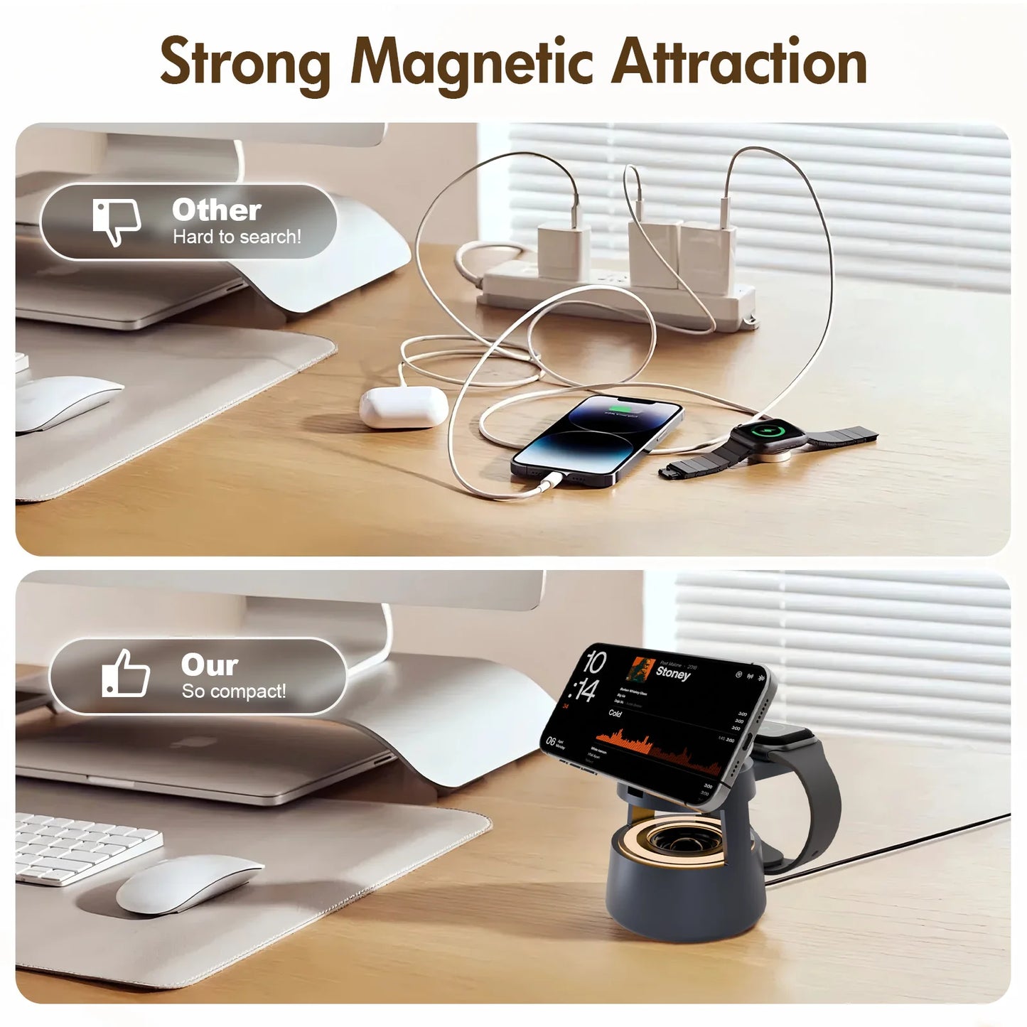 5-in-1 Wireless Charger  | 15W Fast Charging Dock with Bluetooth Light speaker