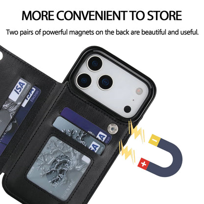 iPhone 17 Pro Max Wallet Case | Faux Leather Magnetic Kickstand Cover