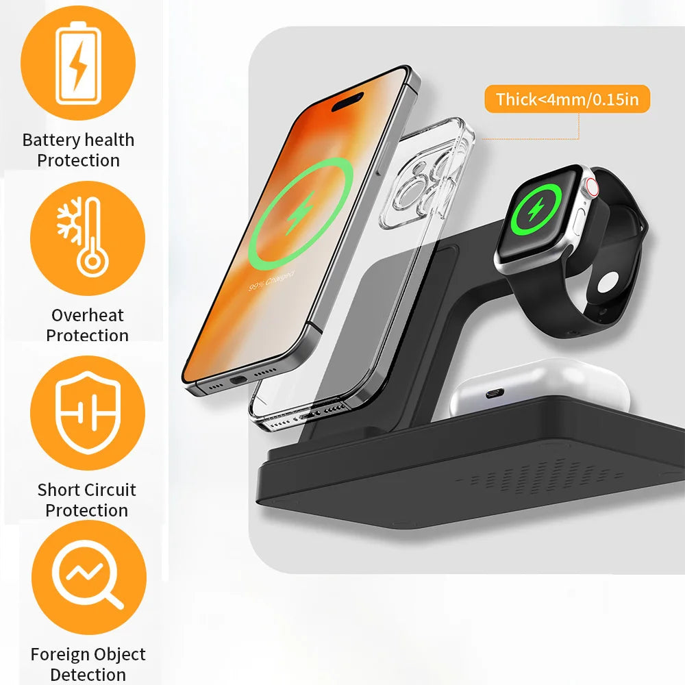 3-in-1 Magnetic Wireless Charger | 18W Foldable Fast Charging Station