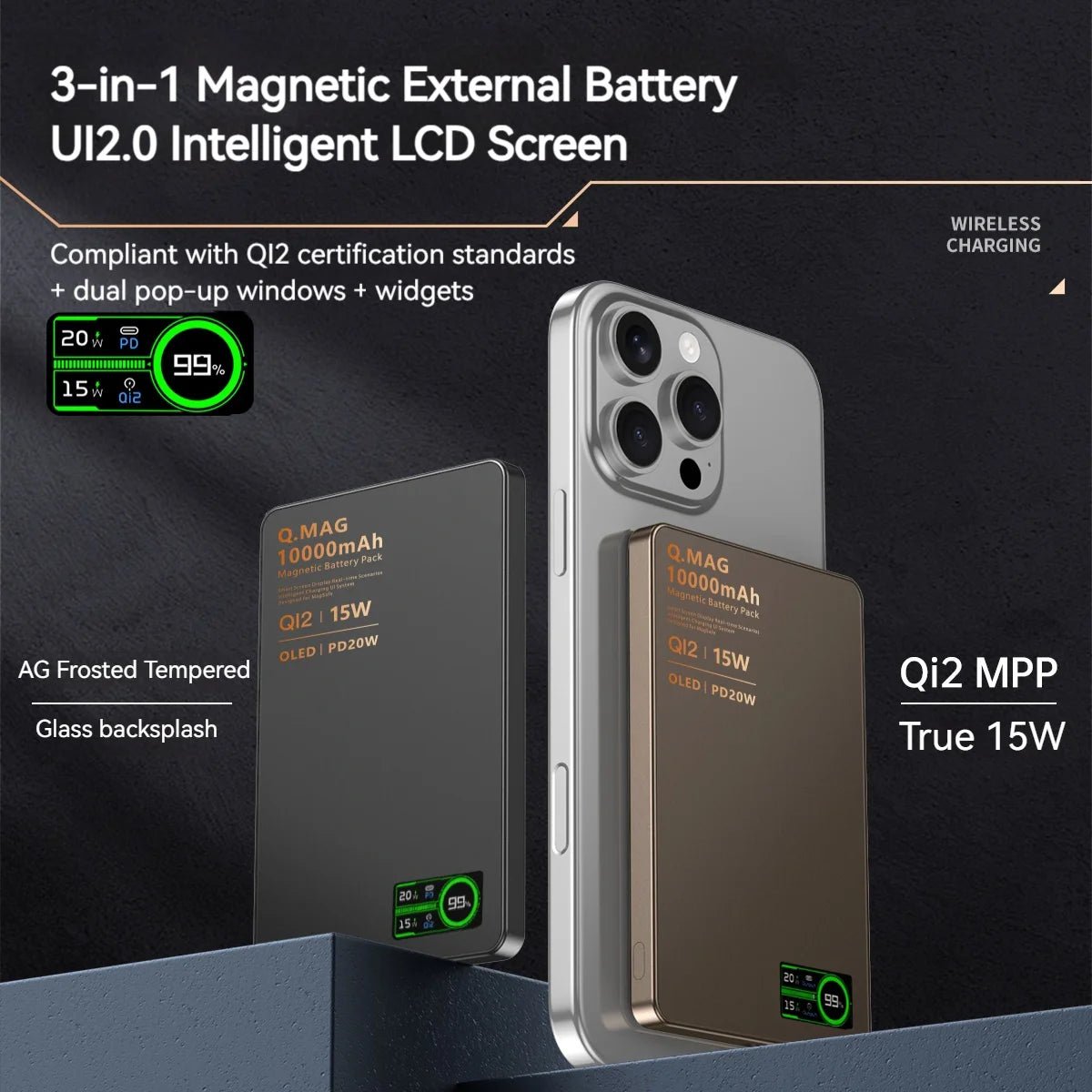 3-in-1 Magnetic Wireless Power Bank | 15W Fast Charging Portable