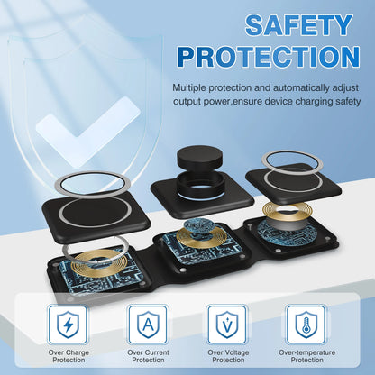 Magnetic Wireless Charger 3 In 1 Travel Charging