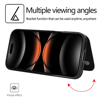 iPhone 17 Pro Max Wallet Case | Faux Leather Magnetic Kickstand Cover