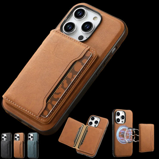 2-in-1 PU Leather Wallet Case | Magnetic Card Holder for iPhone 17