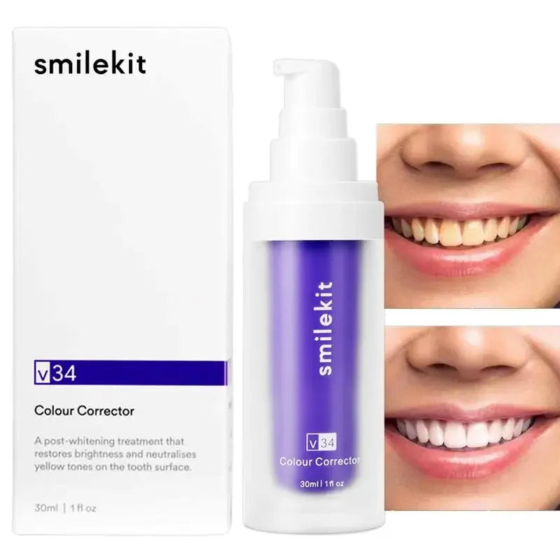 Whitening Toothpaste SmileKit Oral Care Teeth Whitening Dental Health Fresh Breath Stain Removal Toothpaste Tube Purple Toothpaste Teeth and Gums Dental Hygiene Bright Smile Oral Hygiene Dental Products Toothpaste Brand