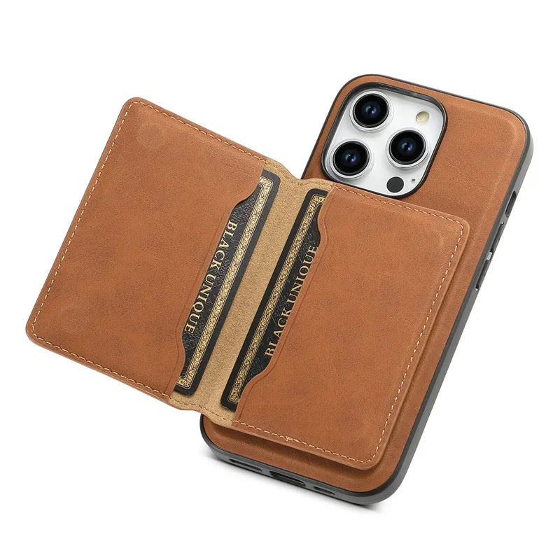 2-in-1 PU Leather Wallet Case | Magnetic Card Holder for iPhone 17
