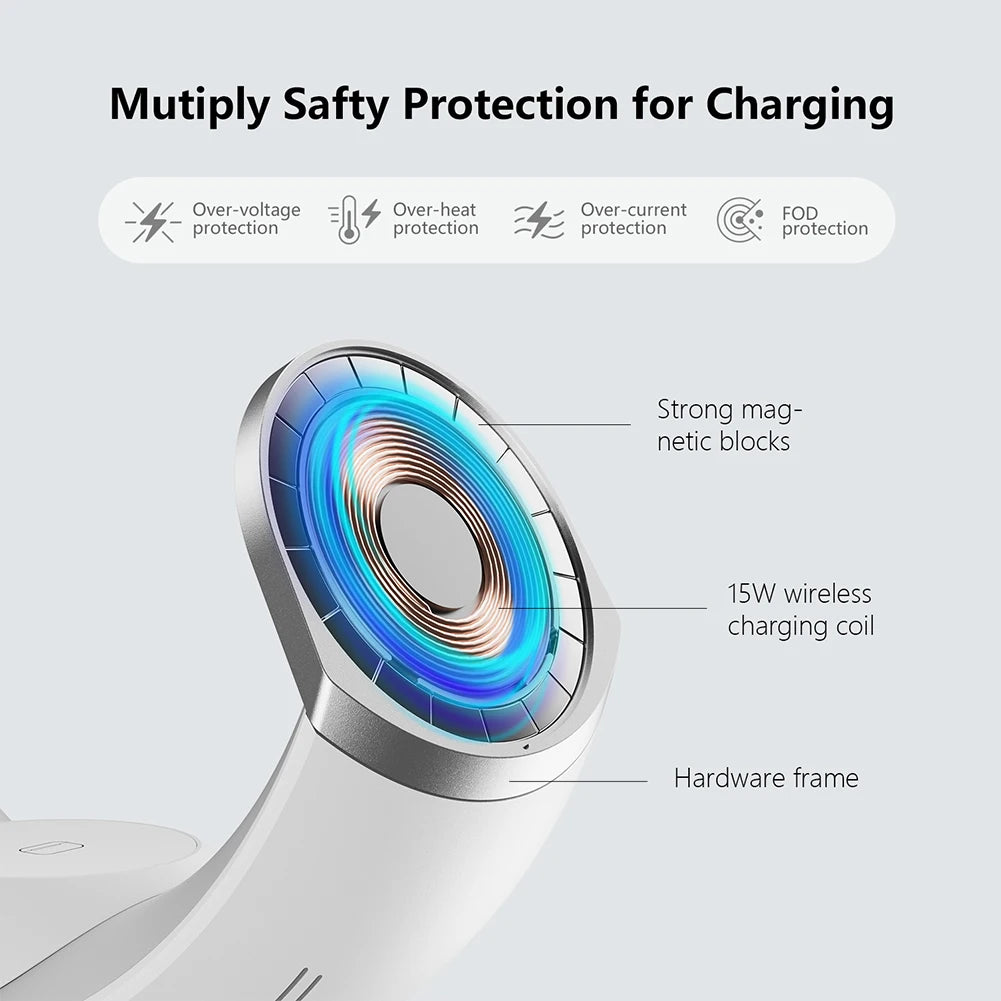 4-in-1 Magnetic Wireless Charger | 15W Fast Charging Desk Lamp