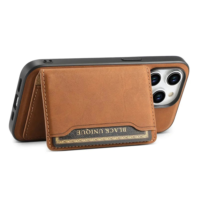 2-in-1 PU Leather Wallet Case | Magnetic Card Holder for iPhone 17