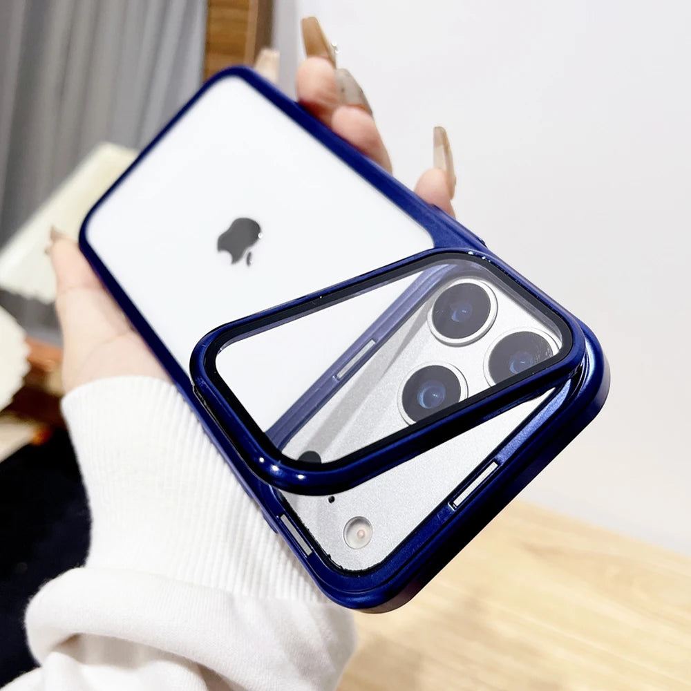 Luxury Flip Stand Case | Transparent Armor Cover for iPhone 17 Pro Max