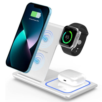 15W fast charging 3-in-1 foldable wireless charger bracket