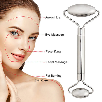 Stainless Steel Facial Roller Gua Sha Set Face Care Lifting Massage Tools