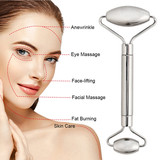 Stainless Steel Facial Roller Gua Sha Set Face Care Lifting Massage Tools