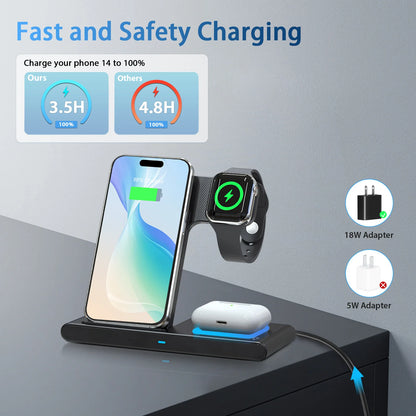 3-in-1 Magnetic Wireless Charger | 18W Foldable Fast Charging Pad