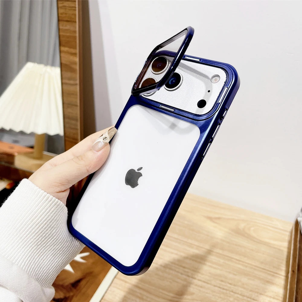 Luxury Flip Stand Case | Transparent Armor Cover for iPhone 17 Pro Max