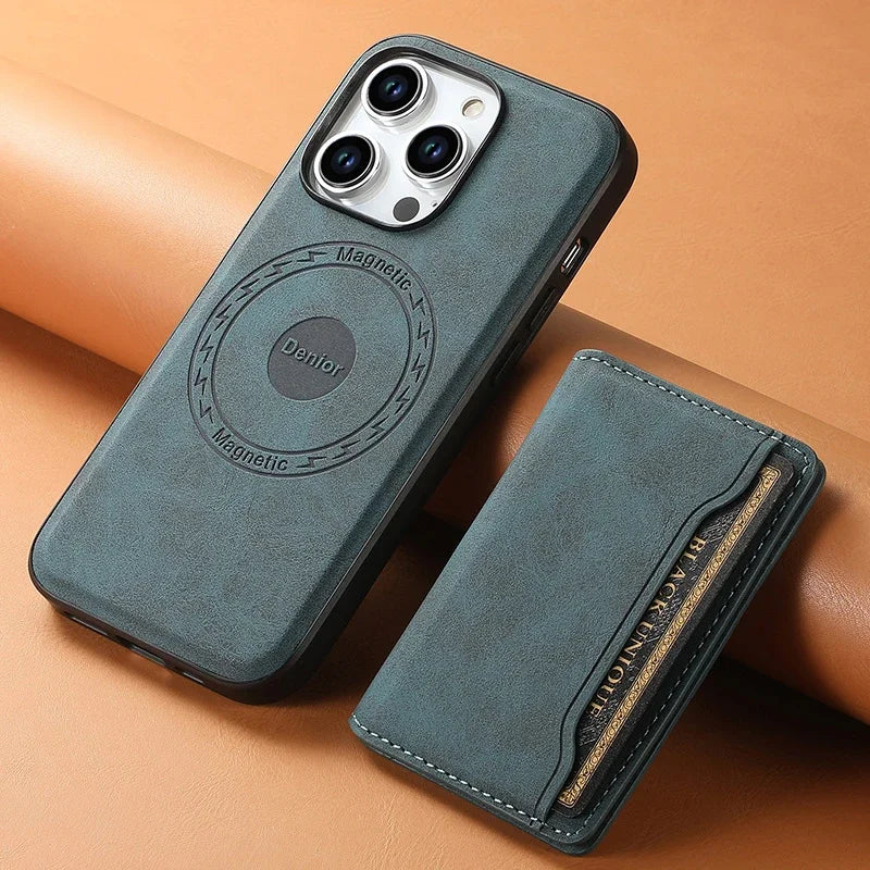 2-in-1 PU Leather Wallet Case | Magnetic Card Holder for iPhone 17