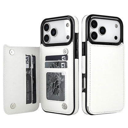 iPhone 17 Pro Max Wallet Case | Faux Leather Magnetic Kickstand Cover