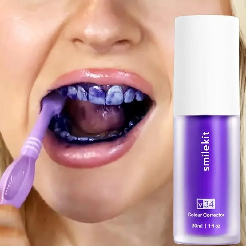 Whitening Toothpaste SmileKit Oral Care Teeth Whitening Dental Health Fresh Breath Stain Removal Toothpaste Tube Purple Toothpaste Teeth and Gums Dental Hygiene Bright Smile Oral Hygiene Dental Products Toothpaste Brand