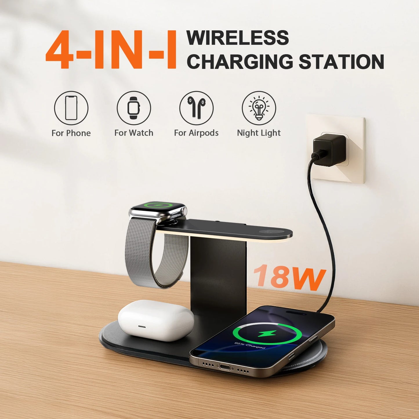 4-in-1 Magnetic Wireless Charger | 18W Fast Charging Station