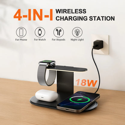 4-in-1 Magnetic Wireless Charger | 18W Fast Charging Station