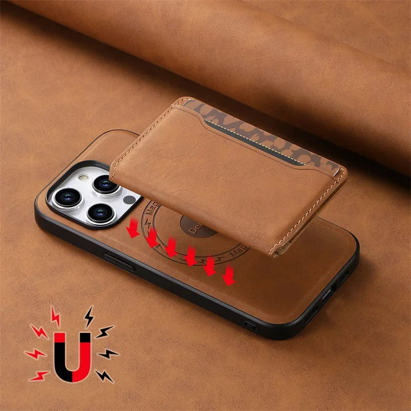 2-in-1 PU Leather Wallet Case | Magnetic Card Holder for iPhone 17
