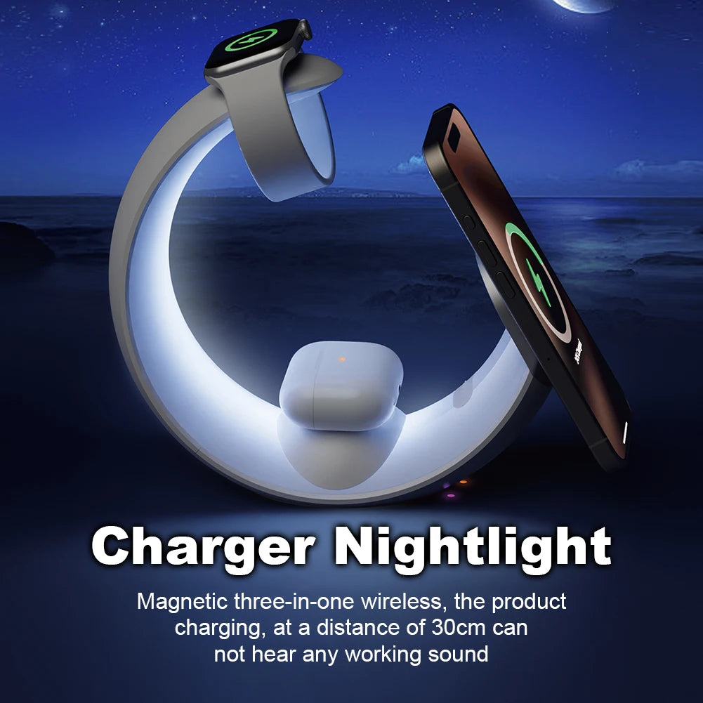 4-in-1 Magnetic Wireless Charger | 15W Fast Charging Desk Lamp