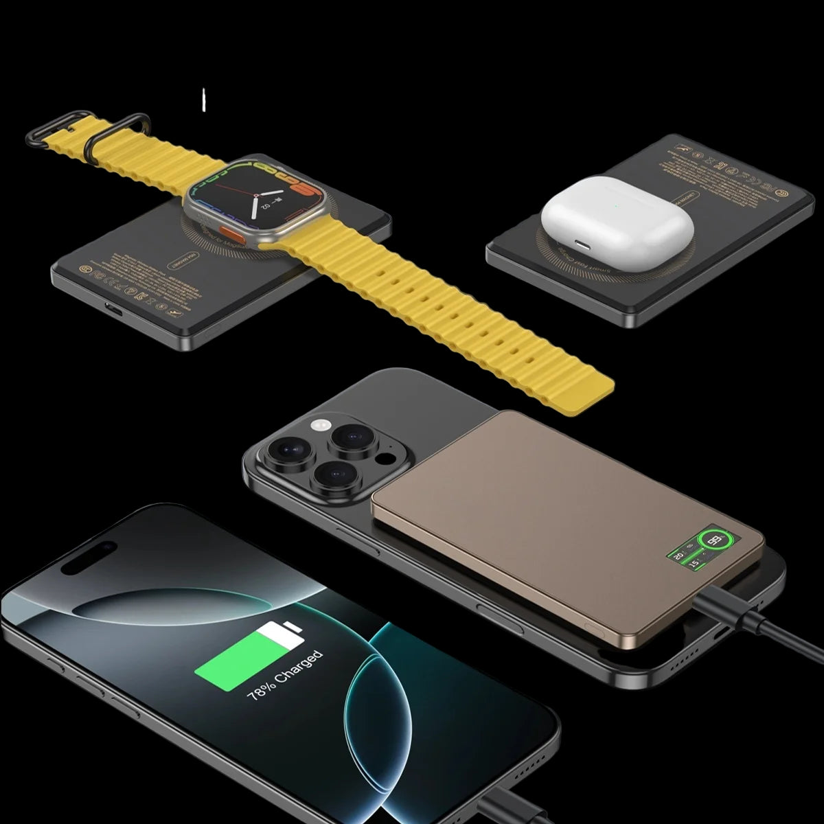 3-in-1 Magnetic Wireless Power Bank | 15W Fast Charging Portable