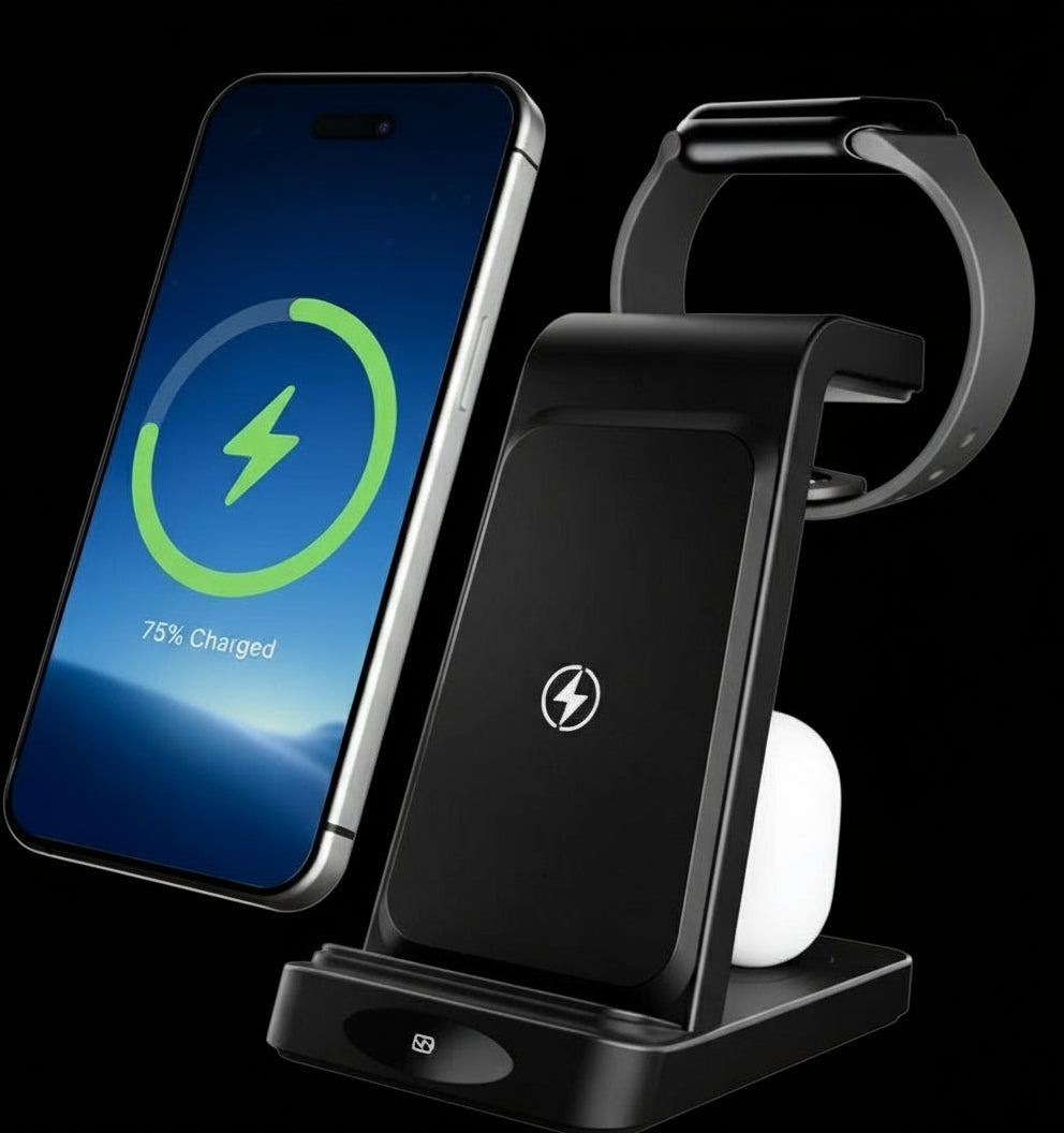 3-in-1 Wireless Charging Station 18W Travel Fast Charger