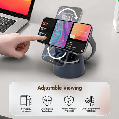 5-in-1 Wireless Charger  | 15W Fast Charging Dock with Bluetooth Light speaker