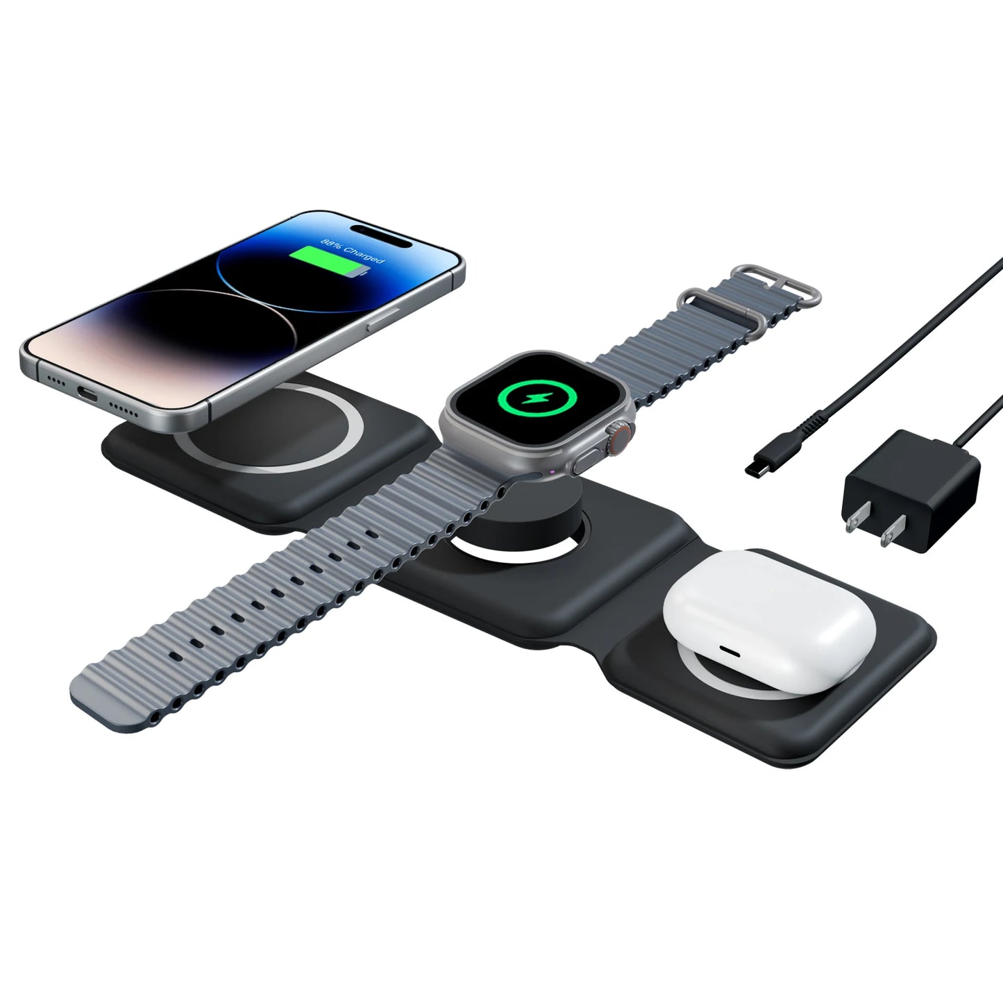 Magnetic Wireless Charger 3 In 1 Travel Charging