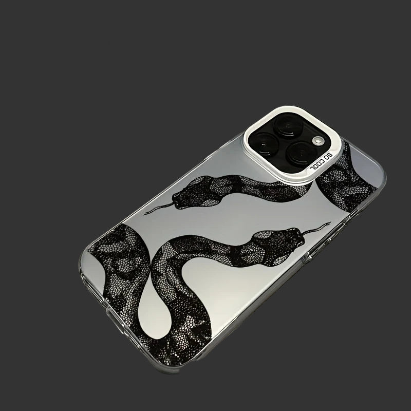 Black Snake, Laser Drop Resistant Color Silver, For iPhones 17