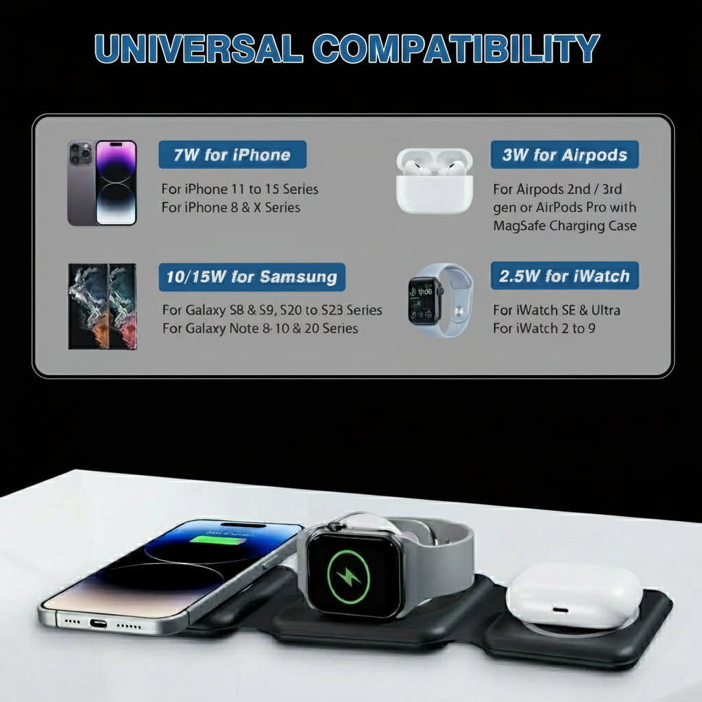 Magnetic Wireless Charger 3 In 1 Travel Charging